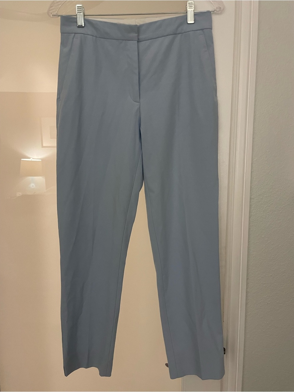 Zara Light Blue Tapered Trousers Size 4 Flat Front Ankle Length